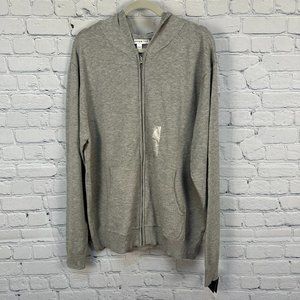 And Now This Full‎ Zip Knit Sweater Unisex Hoodie, Size Large, Fog Heather